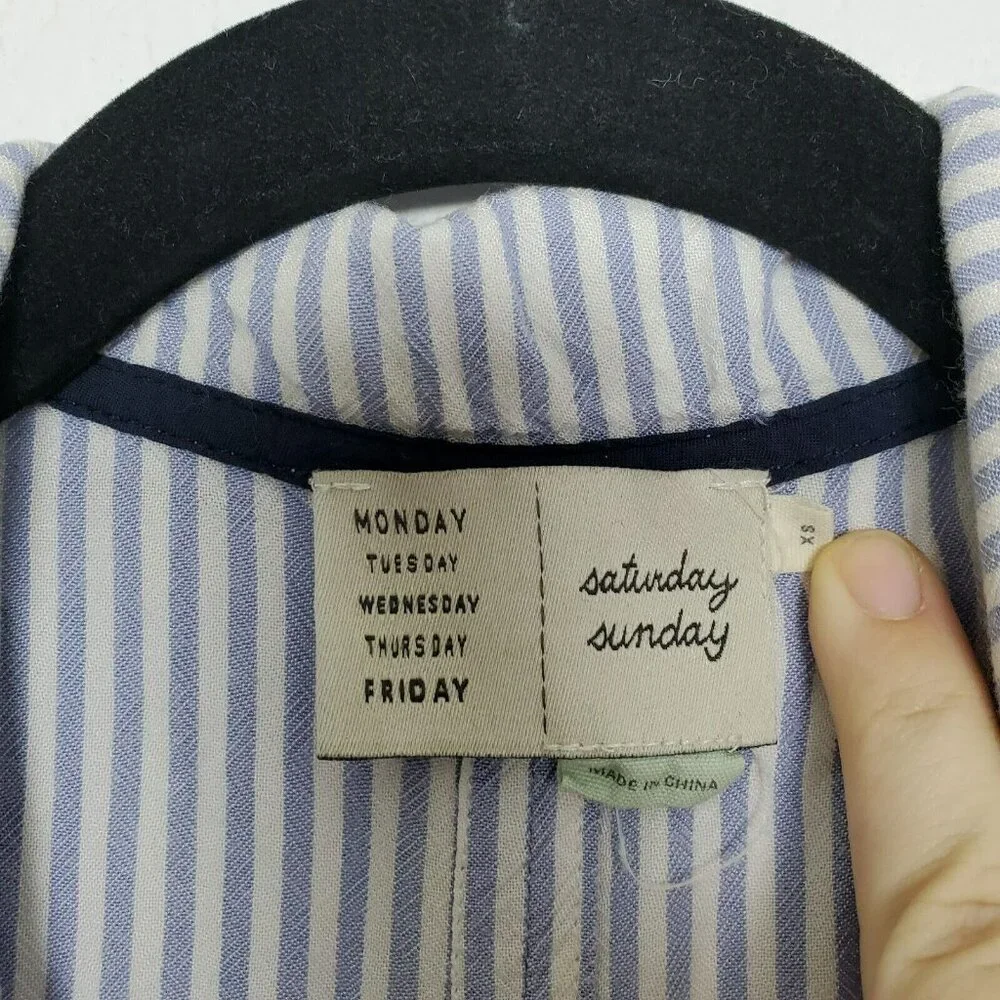 Anthropologie Saturday Sunday‎ Womens Pajama Top Size XS Tie Back Striped